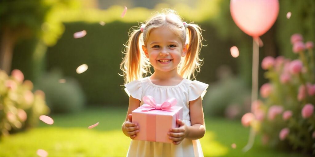80+ Sweet Birthday Wishes for Little Sister Adorable birthday celebration scene for little sister with balloons, gifts, and cheerful vibes.