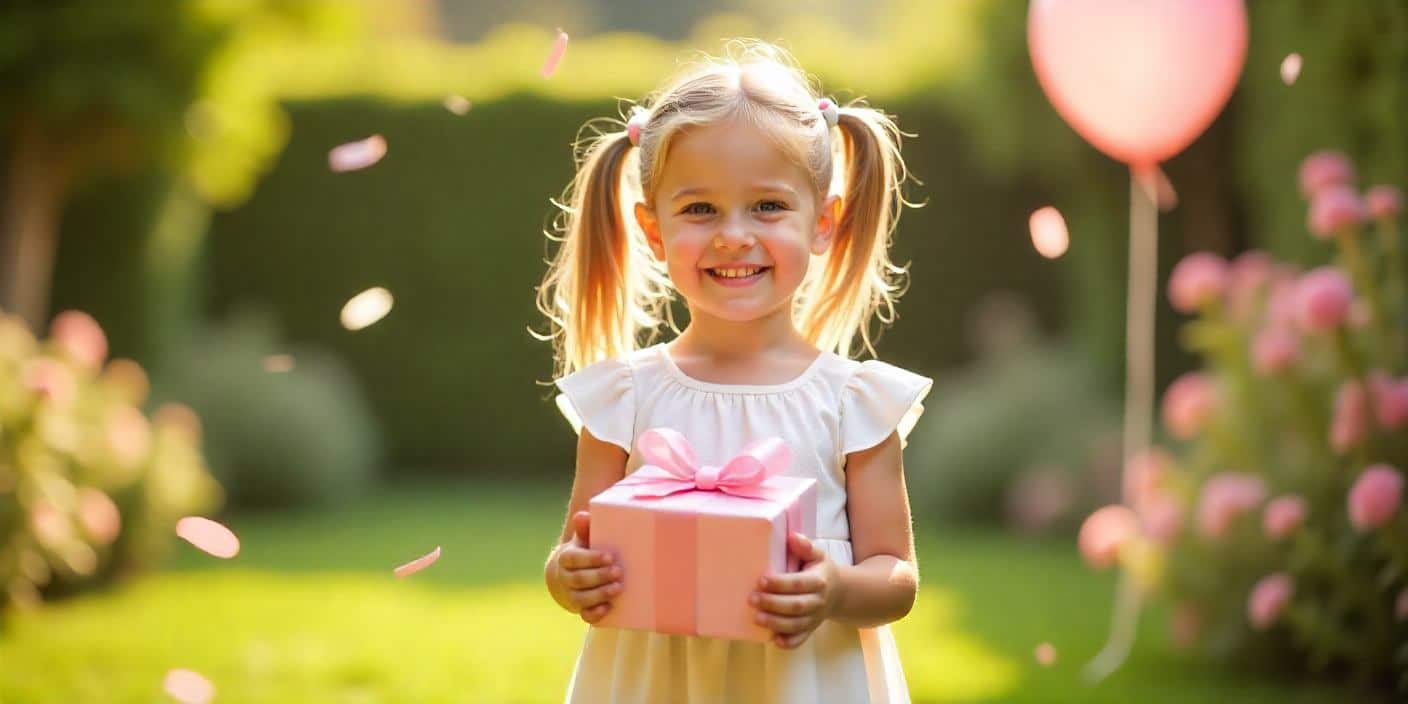 Adorable birthday celebration scene for little sister with balloons, gifts, and cheerful vibes.
