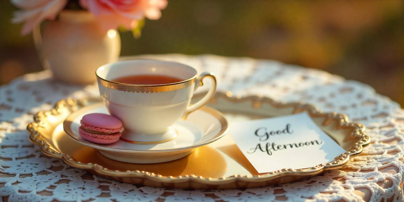 Tea and cookies with good afternoon message card for her.