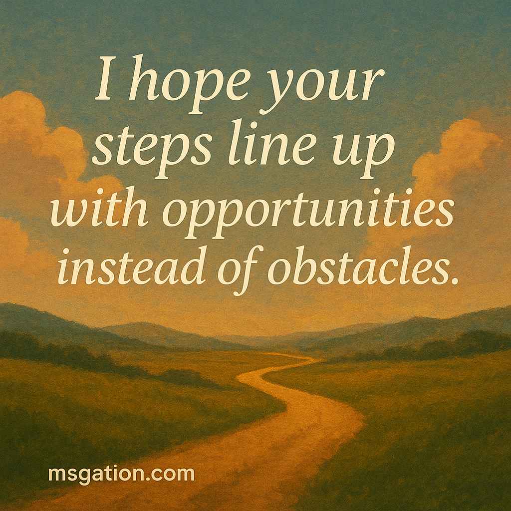 I hope your steps line up with opportunities instead of obstacles.