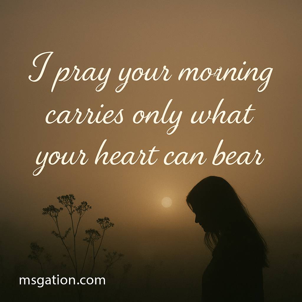 I pray your morning carries only what your heart can bear.