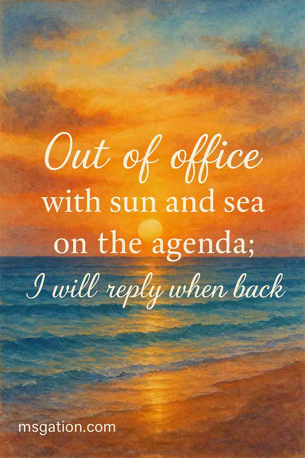 Out of office with sun and sea on the agenda; I will reply when back.