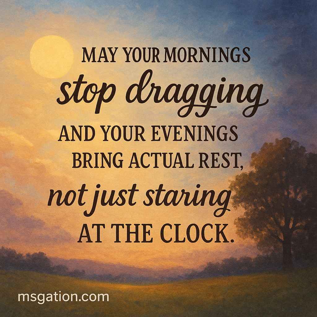 May your mornings stop dragging and your evenings bring actual rest, not just staring at the clock.