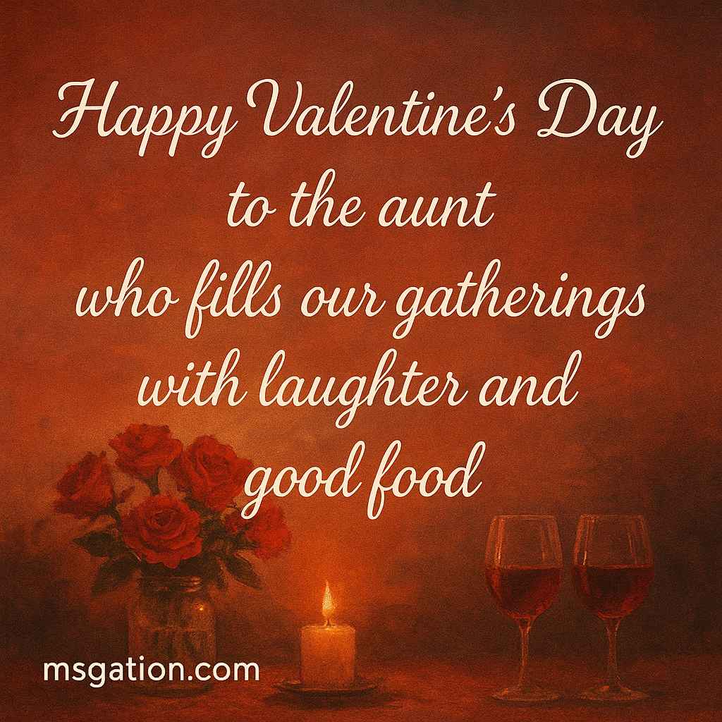 Happy Valentine’s Day to the aunt who fills our gatherings with laughter and good food.