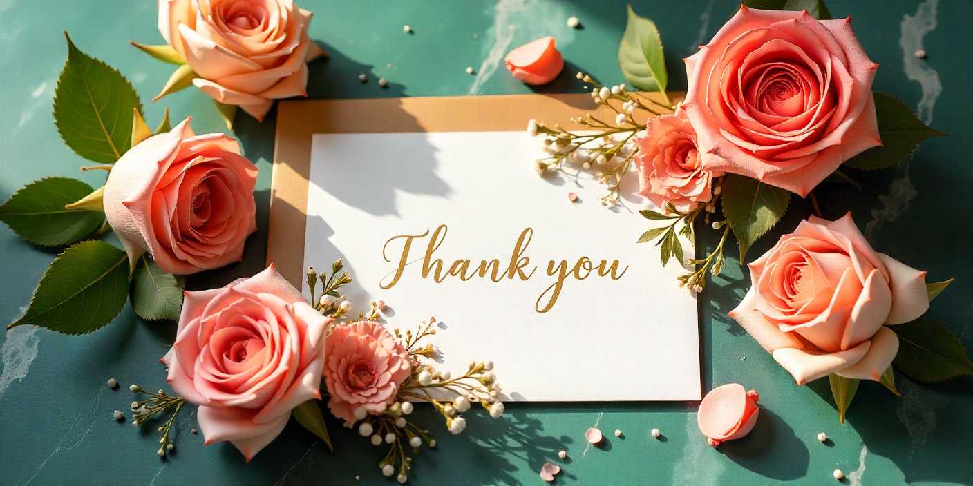Elegant floral thank you card design representing appreciation for her.