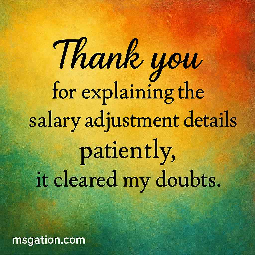 Thank you for explaining the salary adjustment details patiently, it cleared my doubts.
