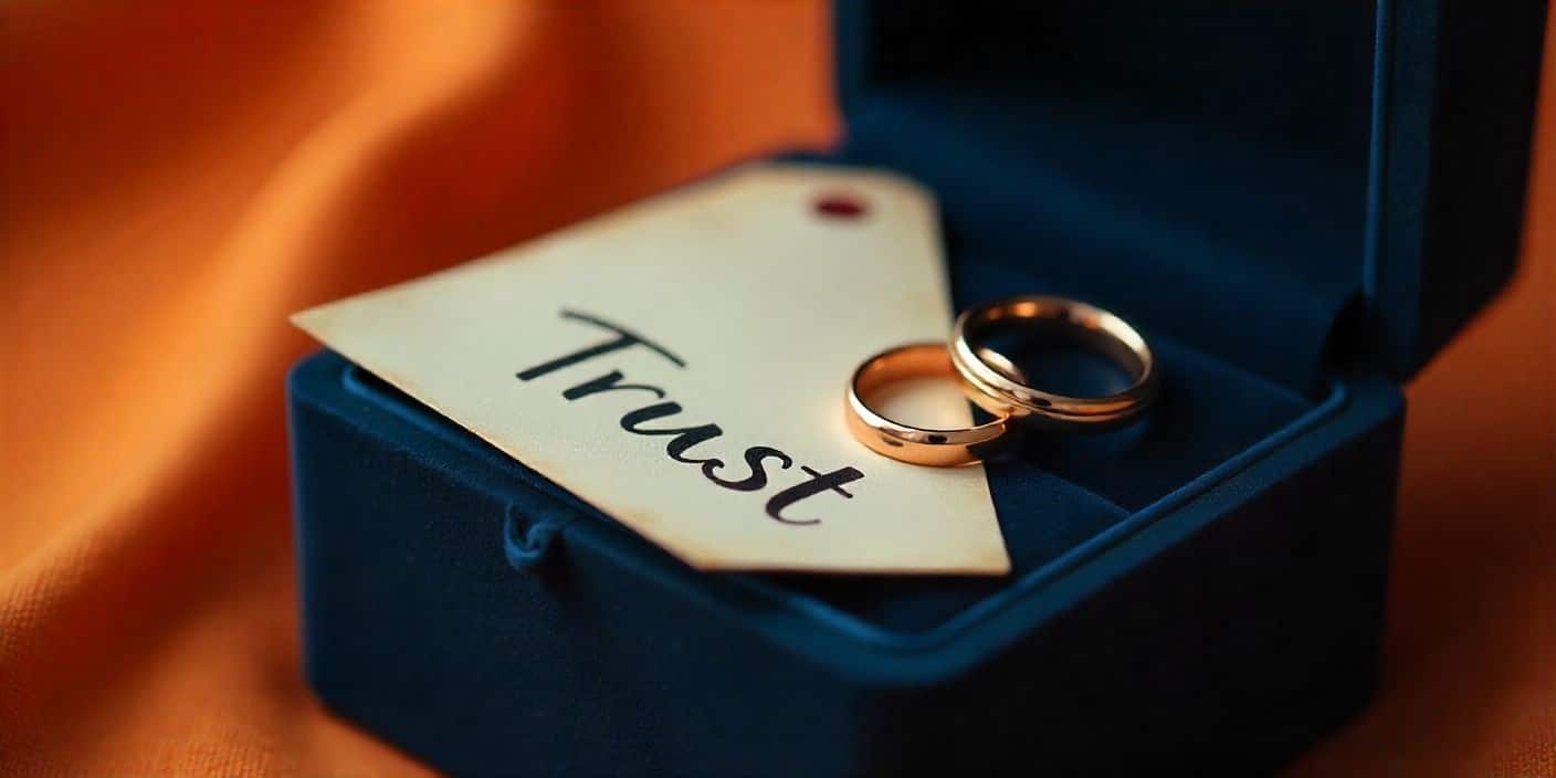Trust message card with rings symbolizing strong faith and loyalty.
