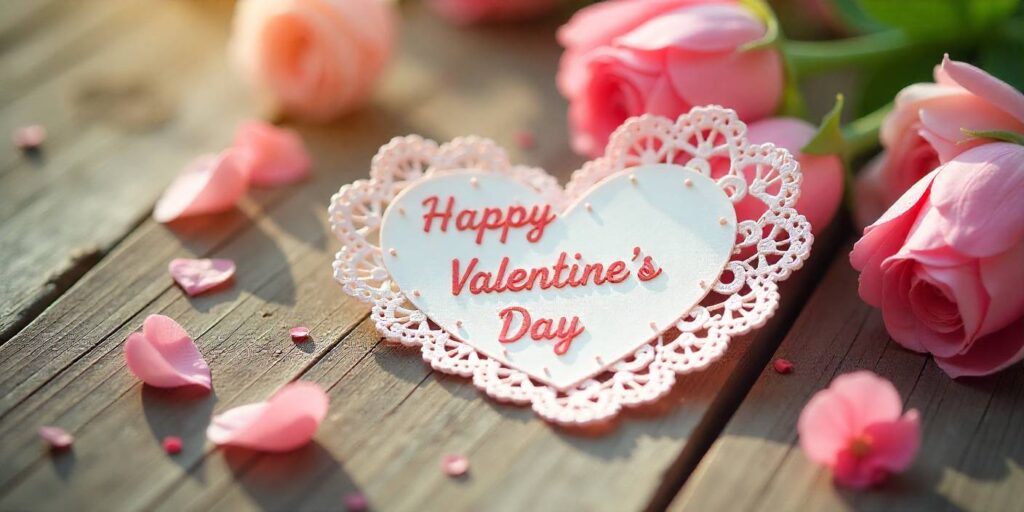 60+ Happy Valentine Messages for Aunt Heart-shaped card with floral accents for Valentine’s Day messages for aunt.