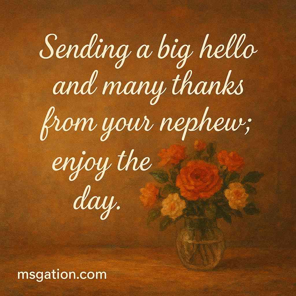 Sending a big hello and many thanks from your nephew; enjoy the day.