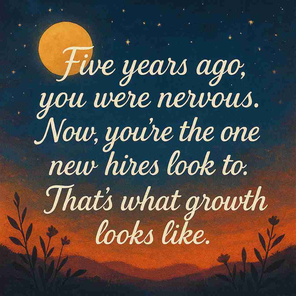 Five years ago, you were nervous. Now, you’re the one new hires look to. That’s what growth looks like.