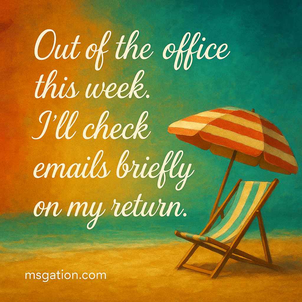 Out of the office this week. I’ll check emails briefly on my return.