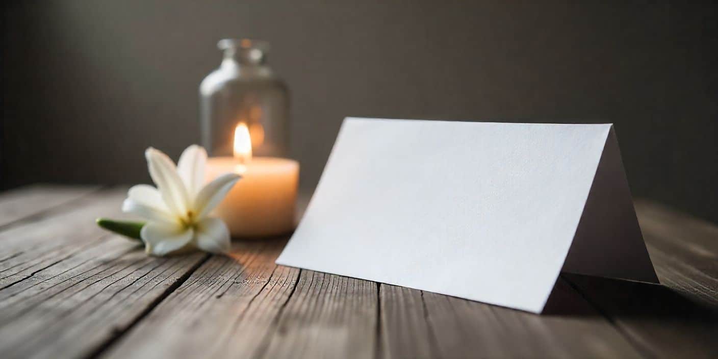 Elegant condolence card with white lily and candle symbolizing sympathy for loss of brother.