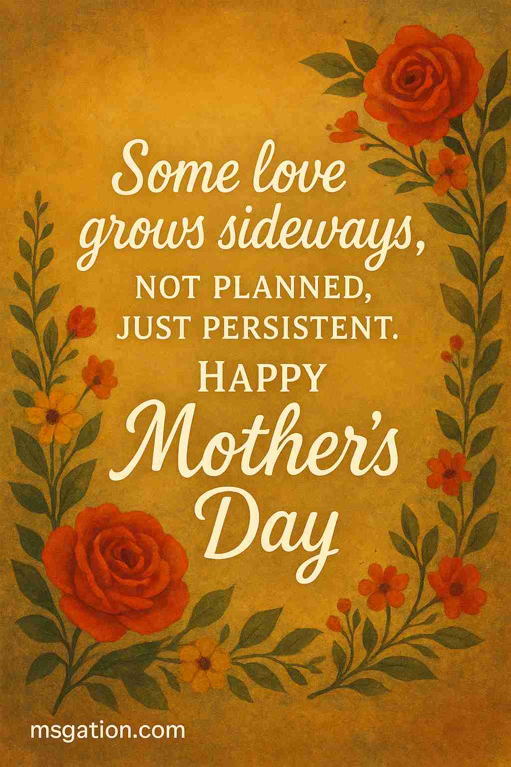 Some love grows sideways , not planned, just persistent. Happy Mother’s Day.