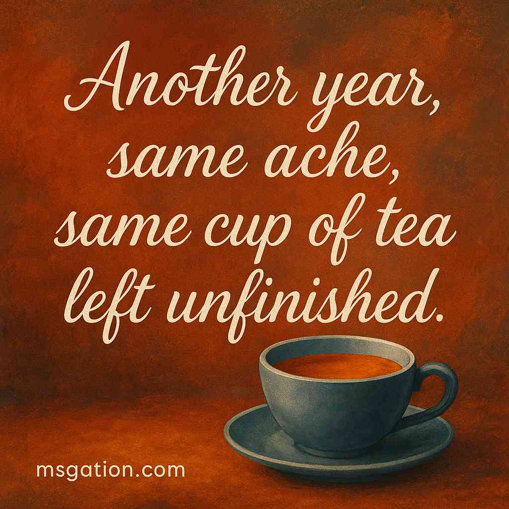 Another year, same ache, same cup of tea left unfinished.