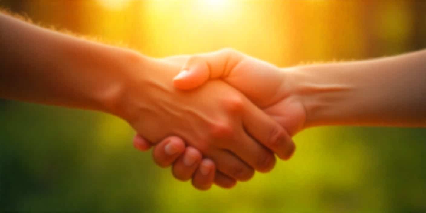 Two hands joined together showing strong friendship bond.