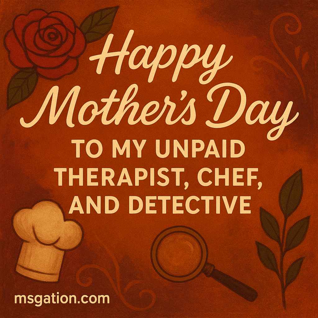 Happy Mother’s Day to my unpaid therapist, chef, and detective.