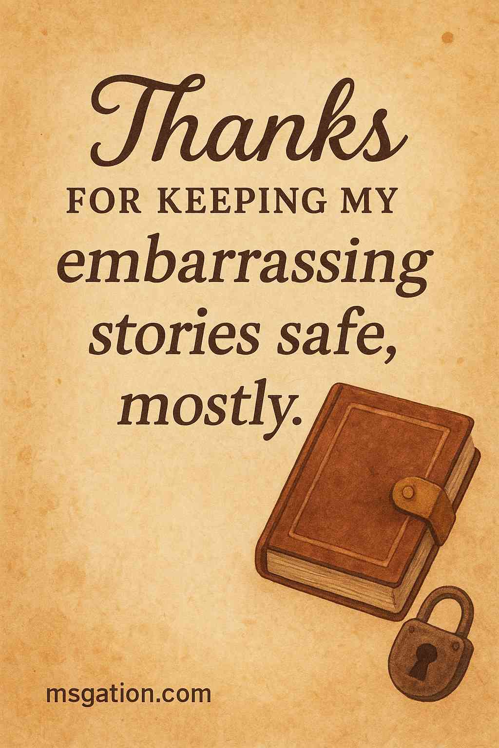 Thanks for keeping my embarrassing stories safe, mostly.