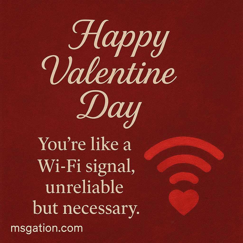 Happy Valentine day. You’re like a Wi-Fi signal, unreliable but necessary.