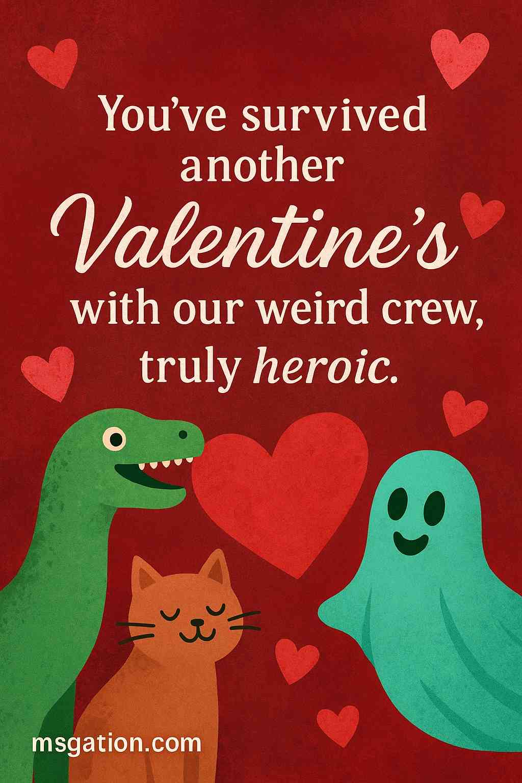 You’ve survived another Valentine’s with our weird crew, truly heroic.