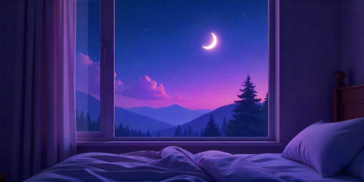 Peaceful night sky with moon and stars for a sister good night message.
