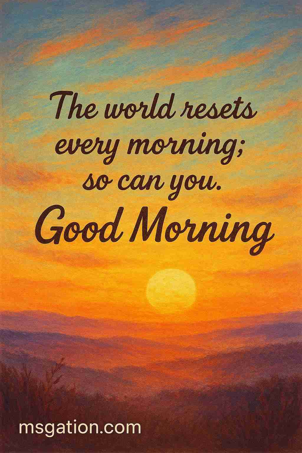 The world resets every morning; so can you. Good Morning.