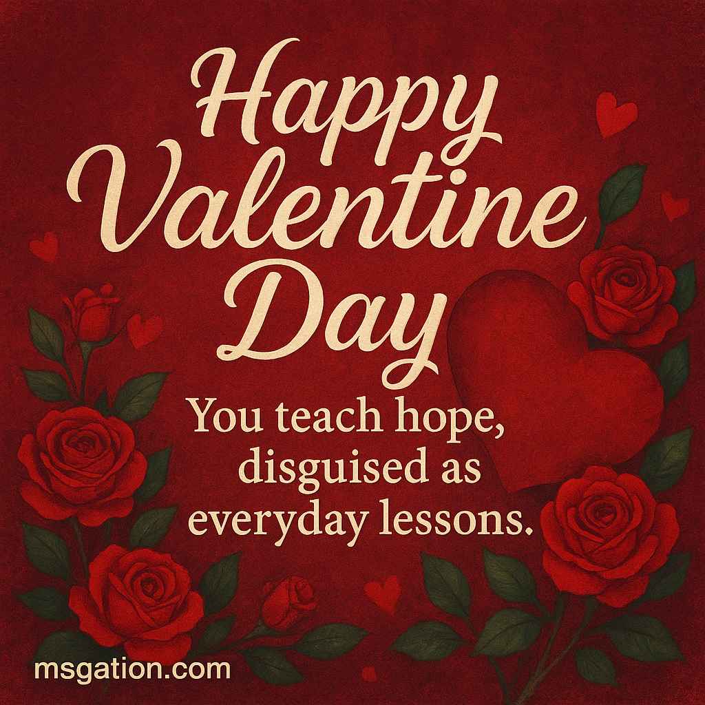 Happy Valentine Day. You teach hope, disguised as everyday lessons.