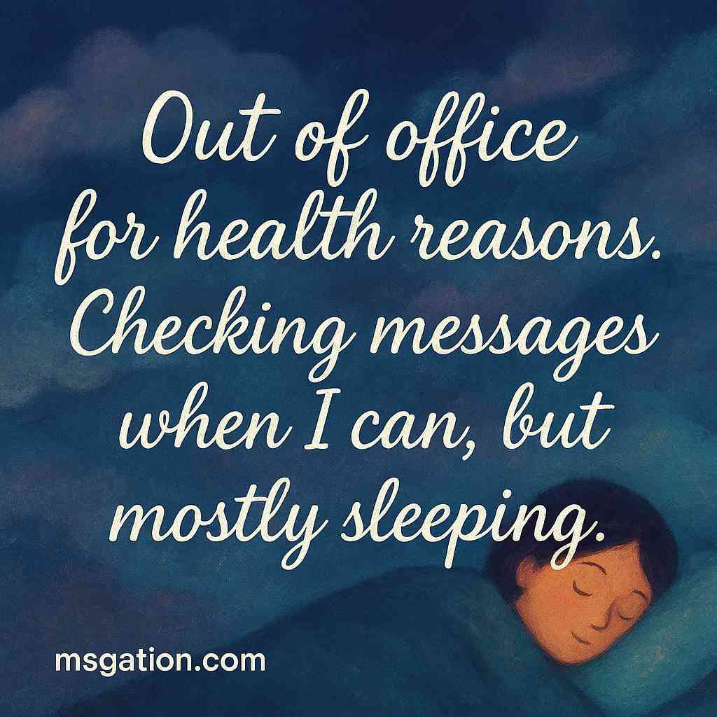 Out of office for health reasons. Checking messages when I can, but mostly sleeping.