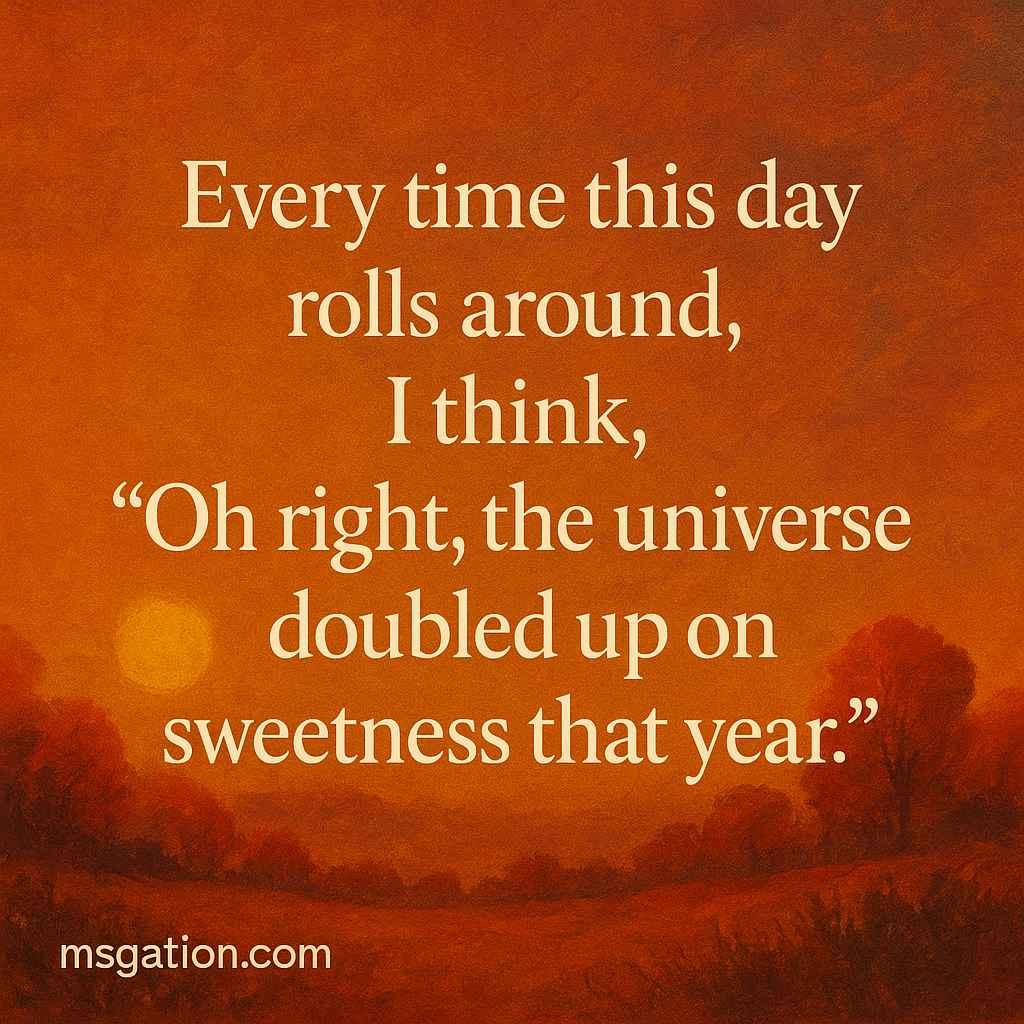 Every time this day rolls around, I think, “Oh right, the universe doubled up on sweetness that year.