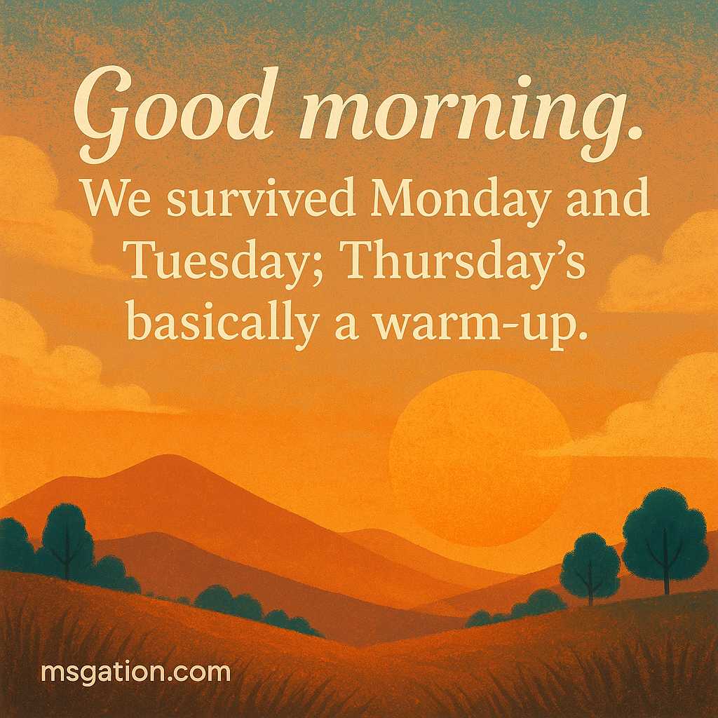 Good morning. We survived Monday and Tuesday; Thursday’s basically a warm-up.