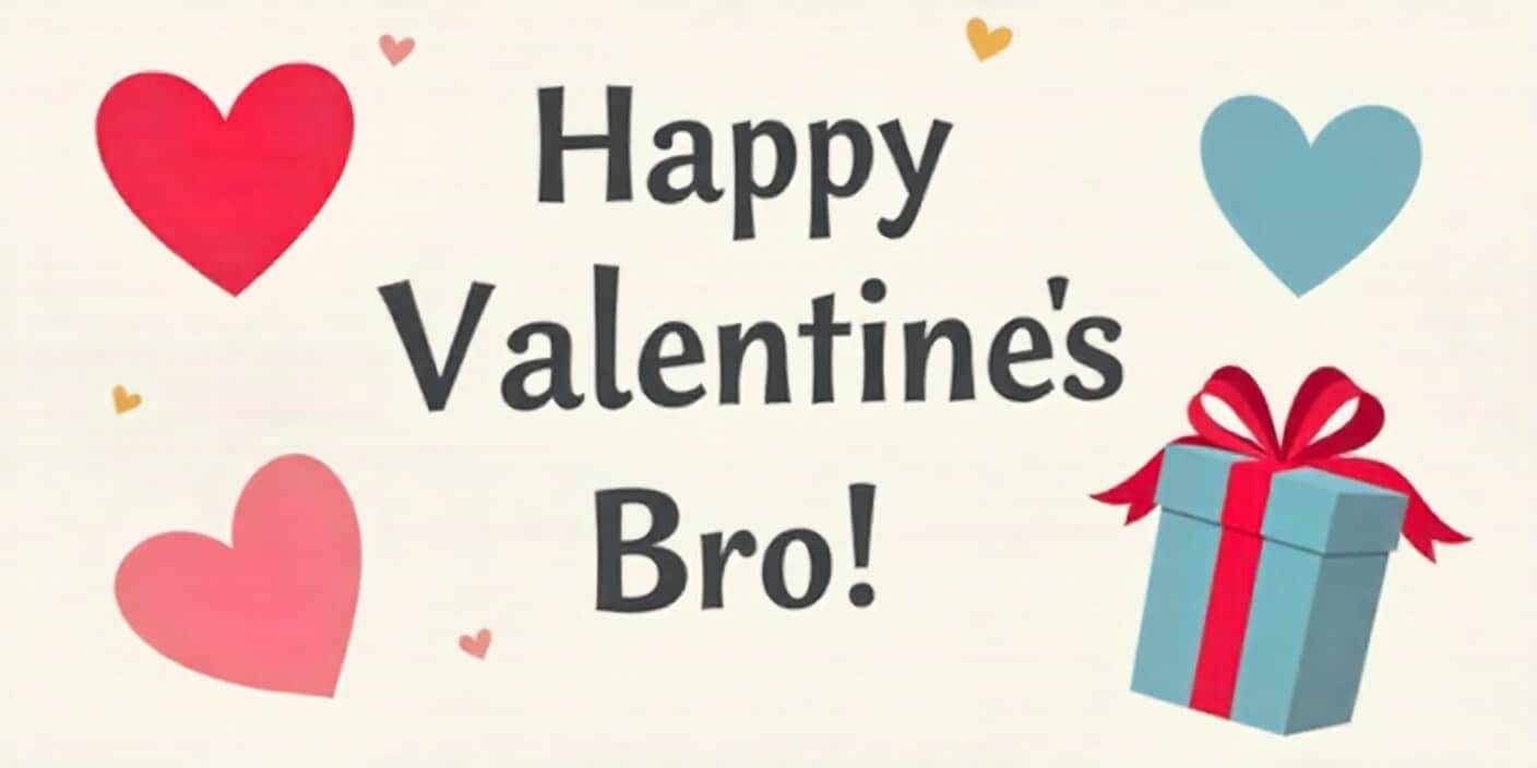 Funny Valentine’s Day card with hearts and message for brother.