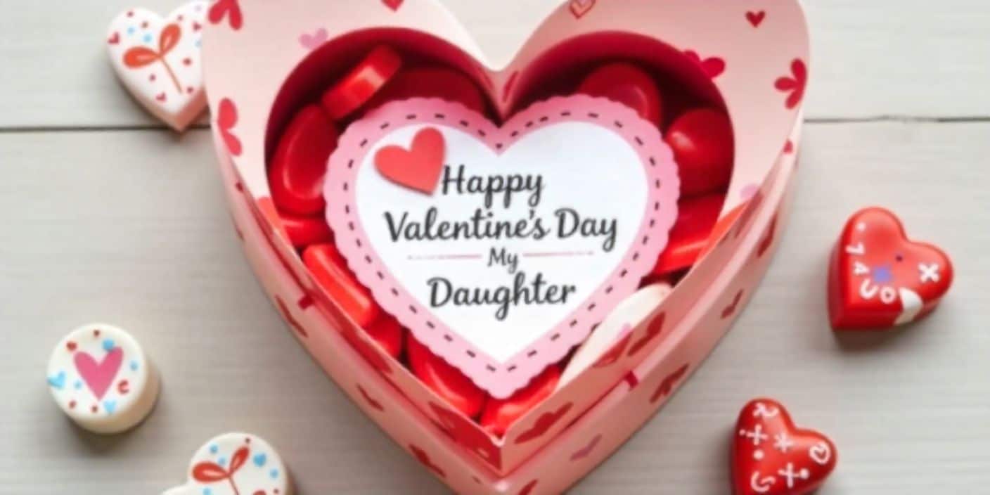 Sweet Valentine gift box and card expressing love for daughter.