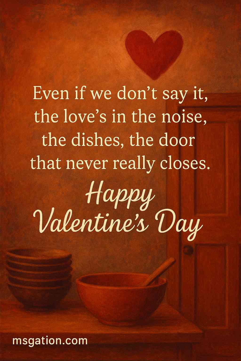 Even if we don’t say it, the love’s in the noise, the dishes, the door that never really closes. Happy valentine Day.
