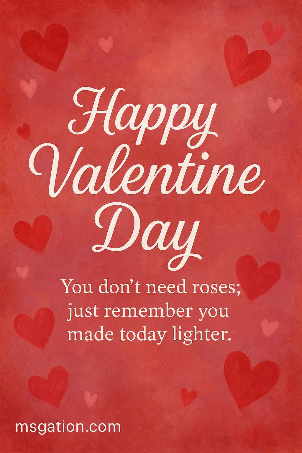 Happy Valentine Day. You don’t need roses; just remember you made today lighter.