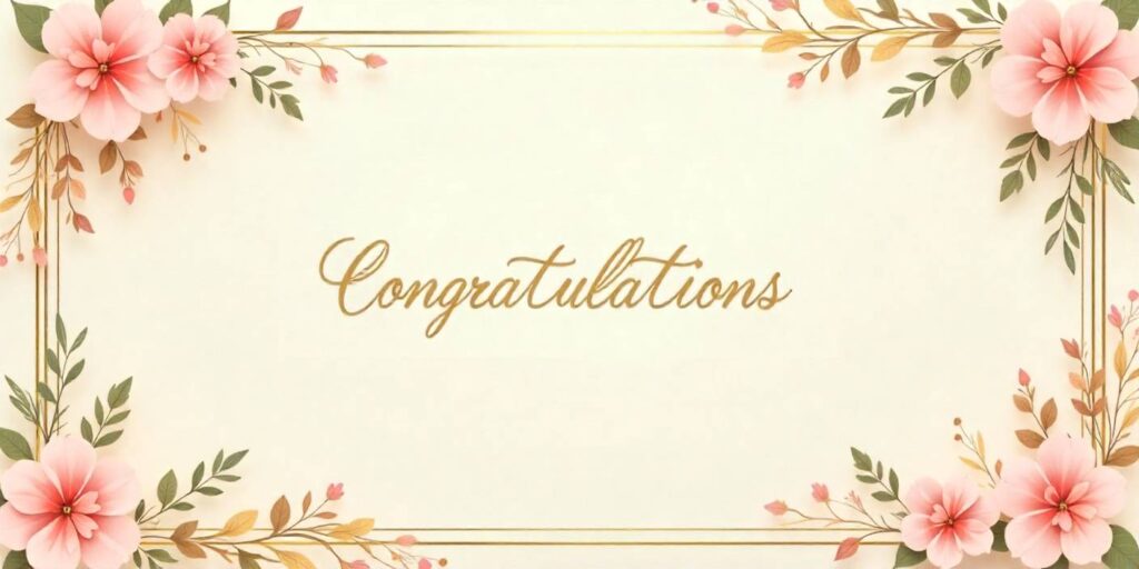 65+ Wedding Wishes for Son and Daughter-In-Law Elegant wedding wishes message card with gold accents and flowers.