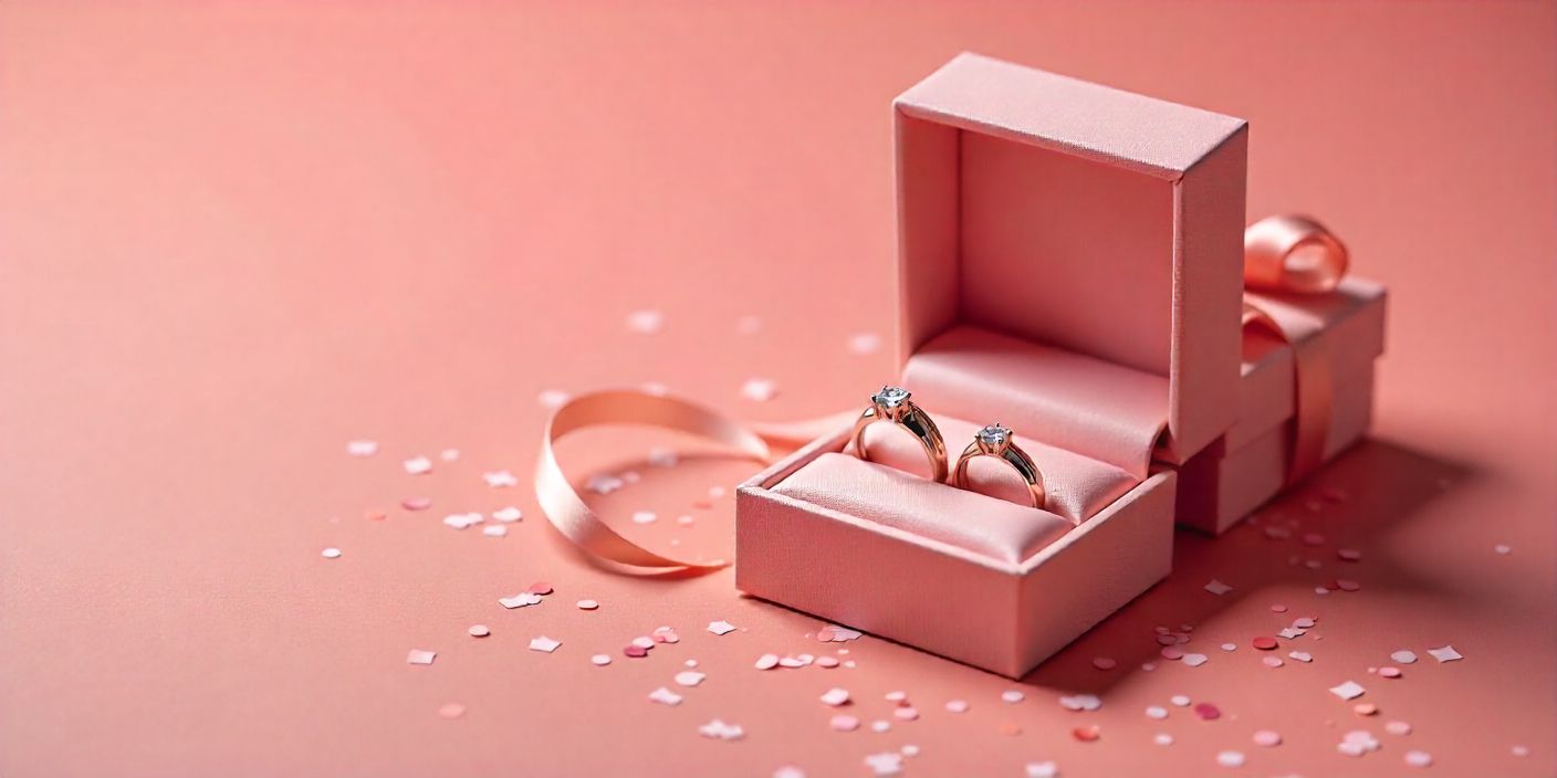 Engagement rings and a congratulatory message card for a brother’s engagement.