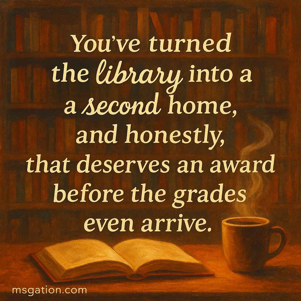 You’ve turned the library into a second home, and honestly, that deserves an award before the grades even arrive.
