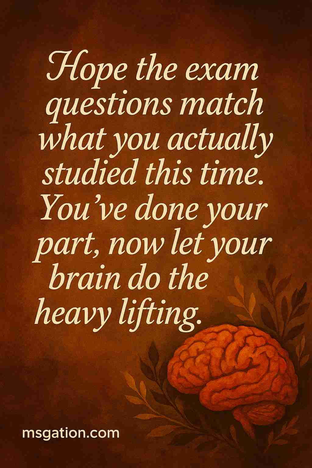 Hope the exam questions match what you actually studied this time. You’ve done your part, now let your brain do the heavy lifting.