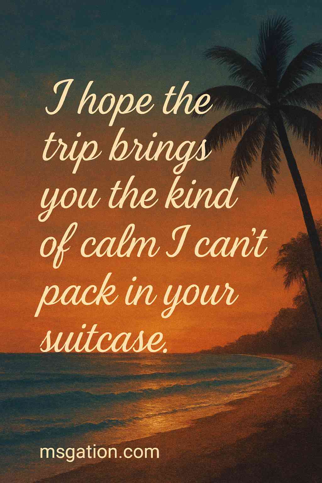 I hope the trip brings you the kind of calm I can’t pack in your suitcase.