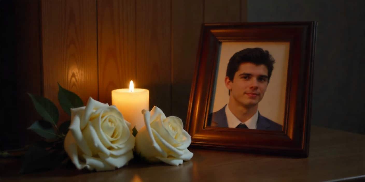 Memorial tribute image for brother’s death anniversary with candles and flowers.