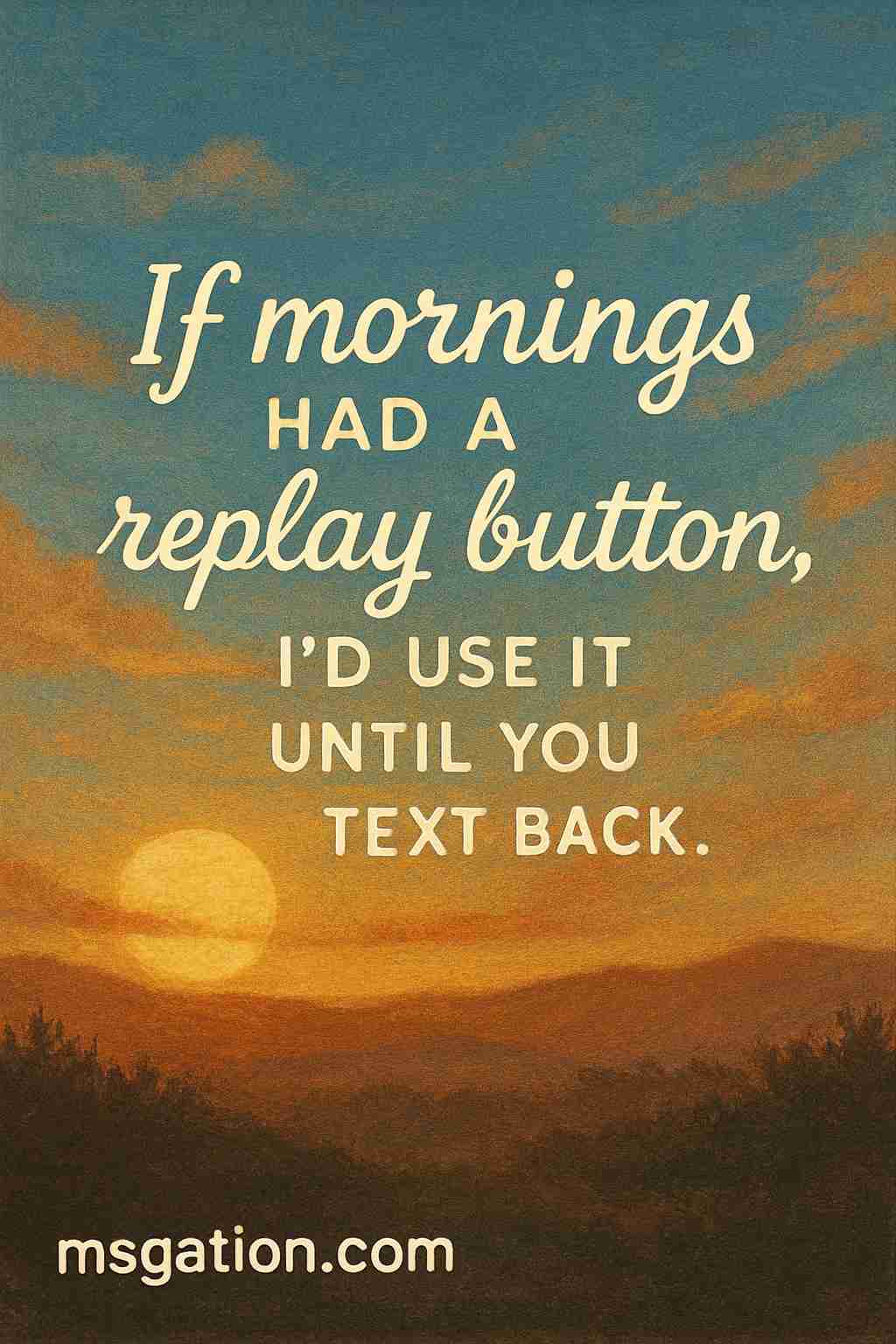 If mornings had a replay button, I’d use it until you text back.