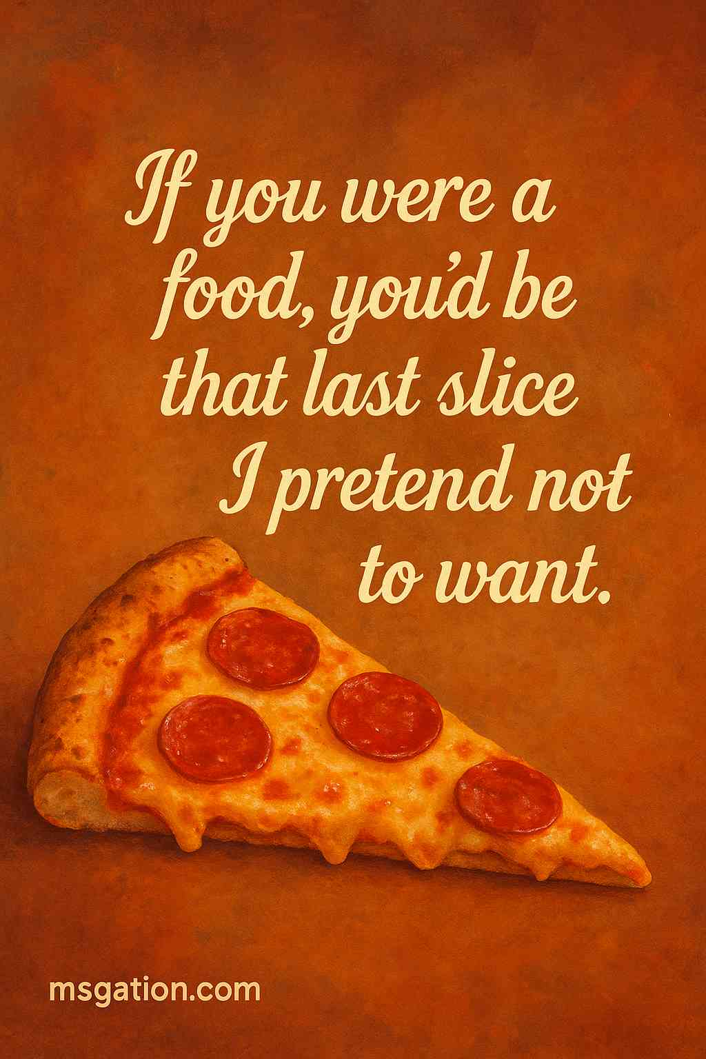 If you were a food, you’d be that last slice I pretend not to want.