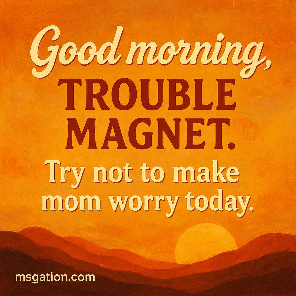 Good morning, trouble magnet. Try not to make mom worry today.