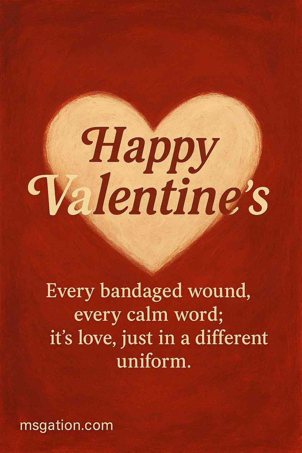 Happy Valentine’s. Every bandaged wound, every calm word; it’s love, just in a different uniform.