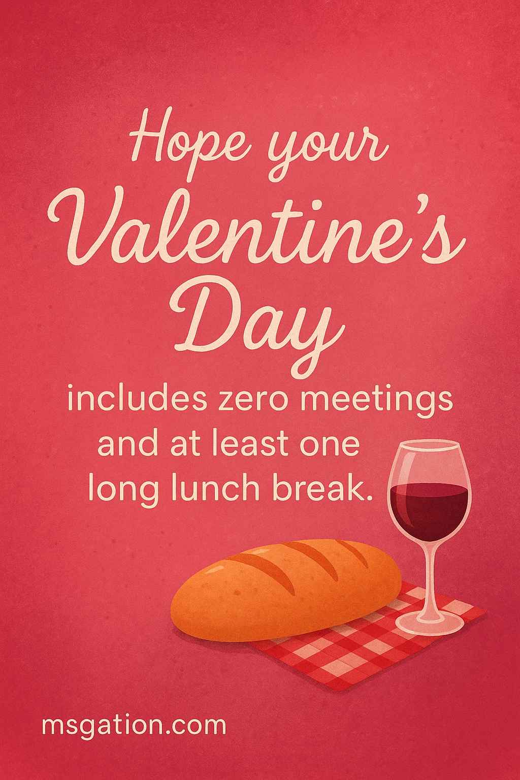 Hope your Valentine’s Day includes zero meetings and at least one long lunch break.