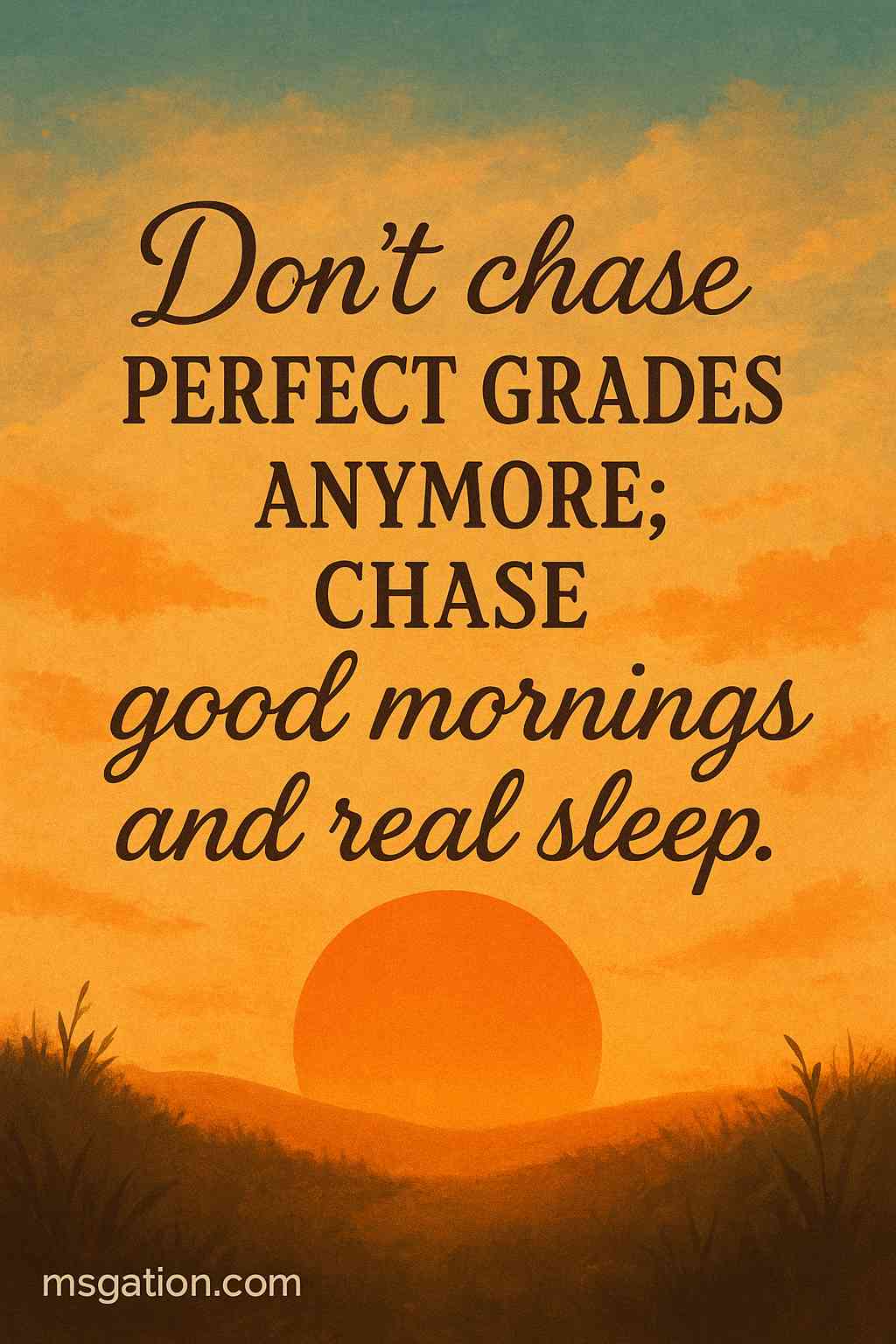 Don’t chase perfect grades anymore; chase good mornings and real sleep.