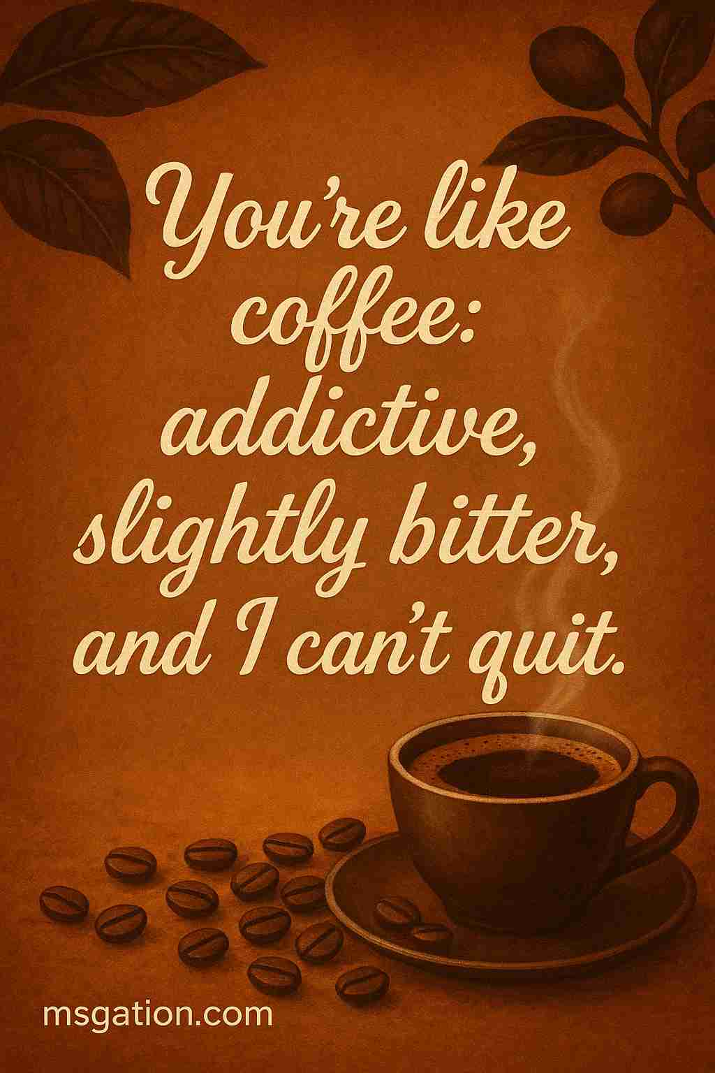 You’re like coffee: addictive, slightly bitter, and I can’t quit.