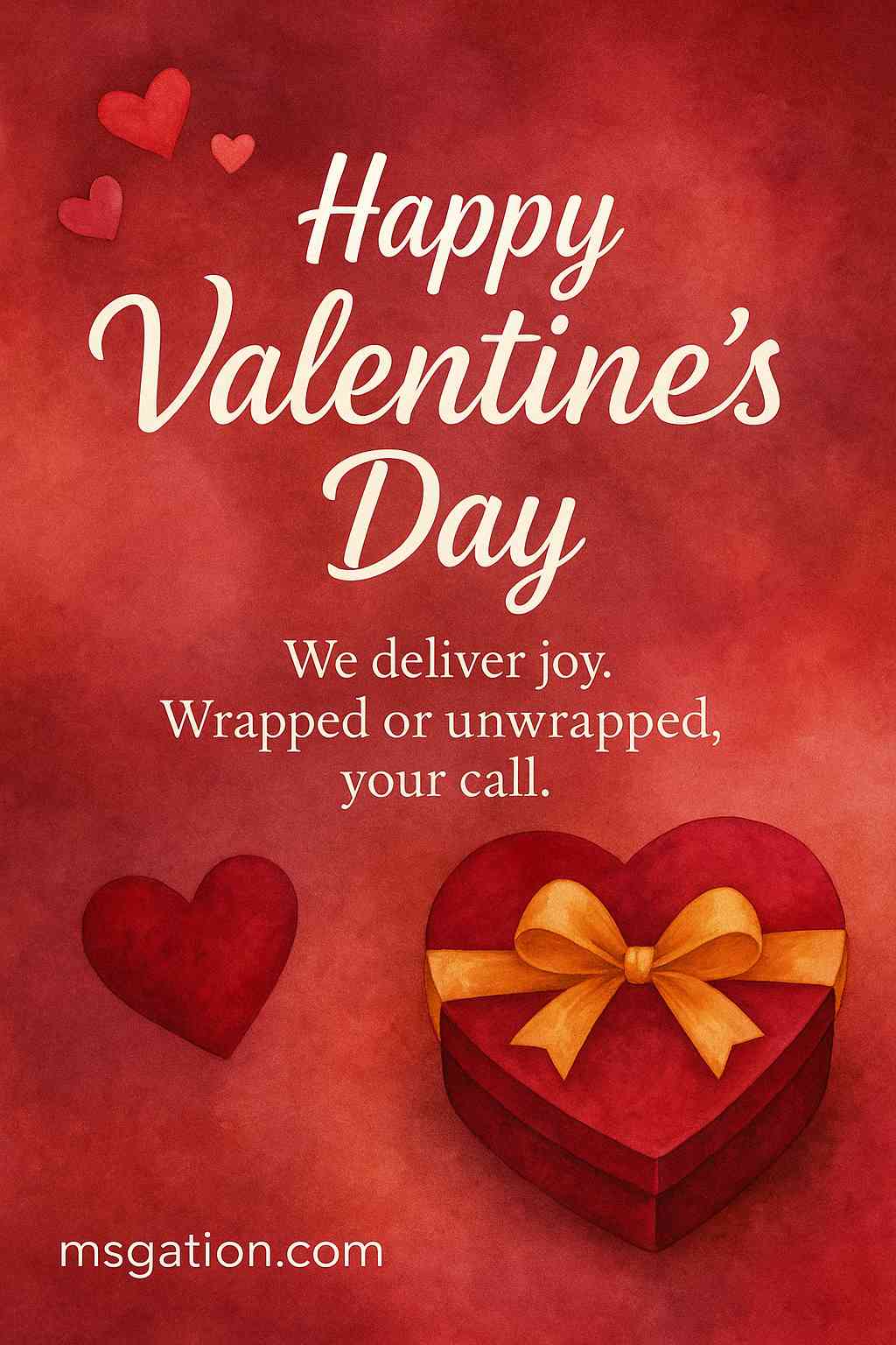 Happy Valentine's Day. We deliver joy. Wrapped or unwrapped, your call.