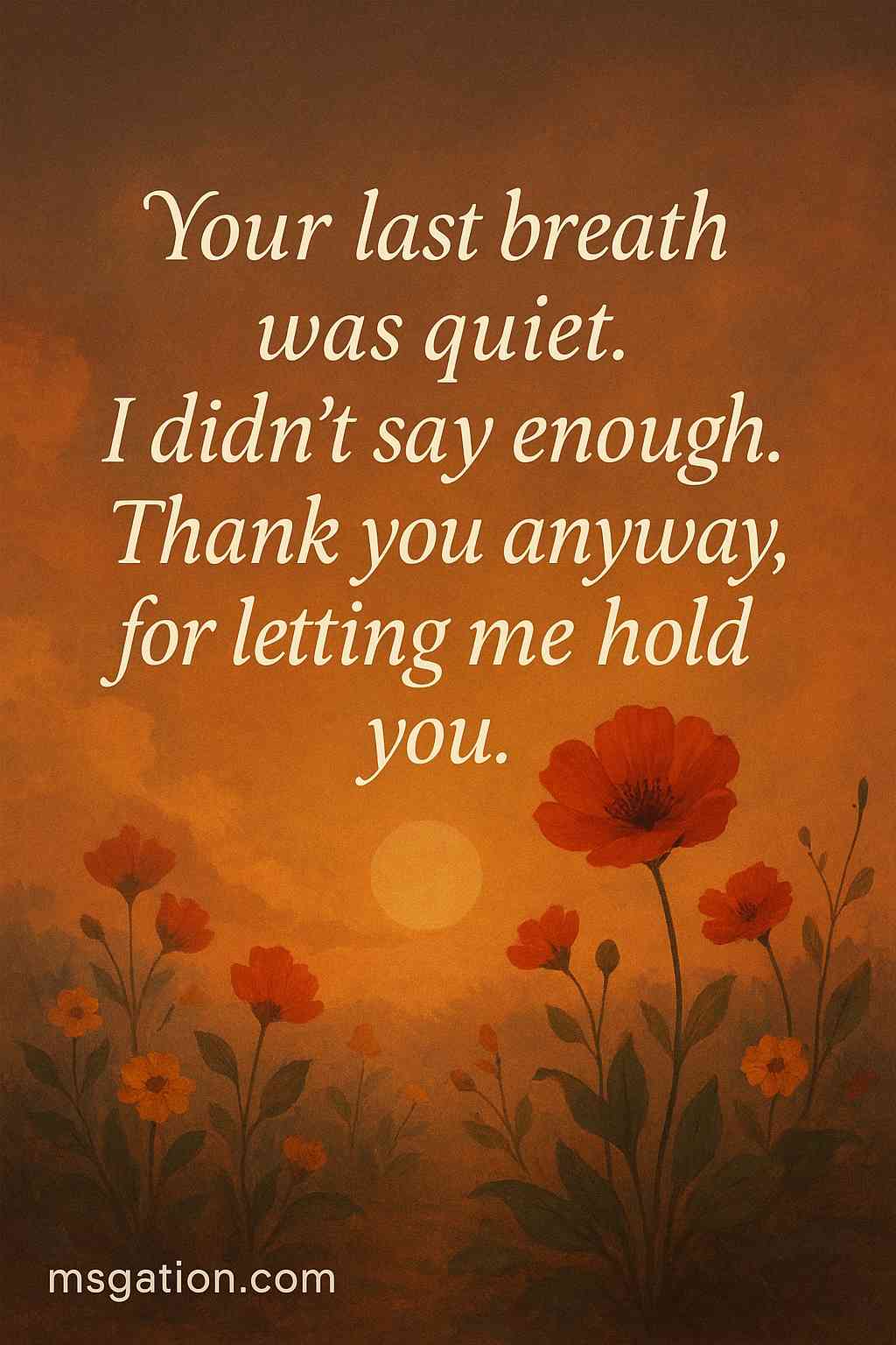 Your last breath was quiet. I didn’t say enough. Thank you anyway, for letting me hold you.