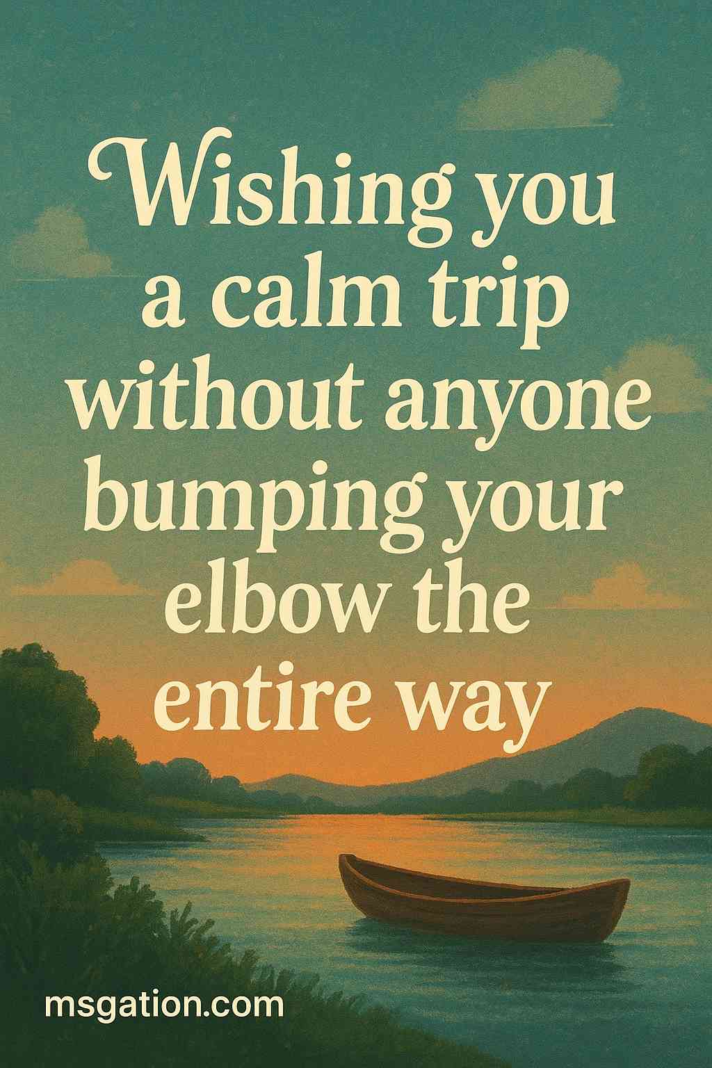 Wishing you a calm trip without anyone bumping your elbow the entire way.