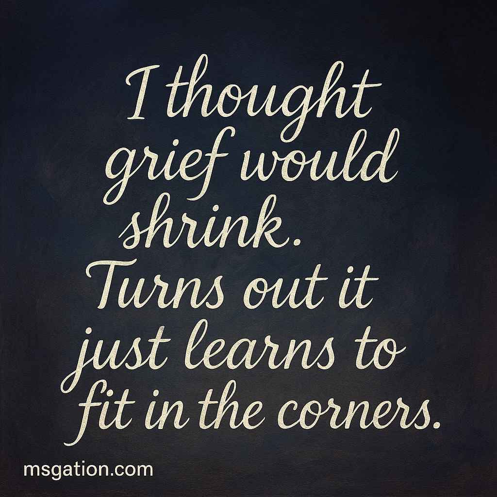 I thought grief would shrink. Turns out it just learns to fit in the corners.